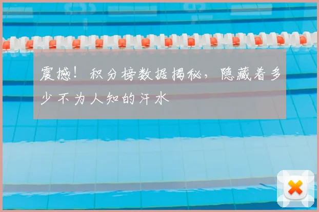 震撼！积分榜数据揭秘，隐藏着多少不为人知的汗水